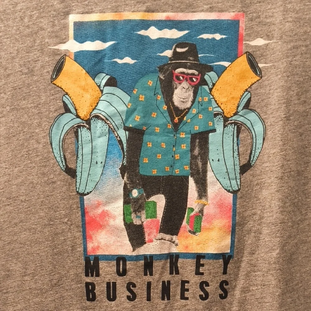 Jack & Jones Gray Monkey Graphic Tee - Picture 5 of 6